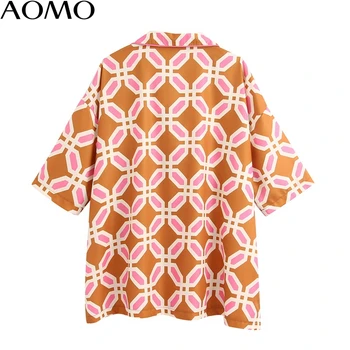 AOMO modes sieviešu lielgabarīta drukāt šifona blūze vasarai ar īsām piedurknēm, elegants sieviešu ikdienas zaudēt blusas topi BE363A