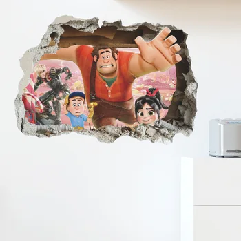 3D Broken Sienas Uzlīmes Wreck-It Ralph, Lai Bērnu Istabas, Guļamistabas Apdare Diy Uzlīmes Mākslas Zēns Dāvanu Neuzvarams Iznīcināšanu Karalis