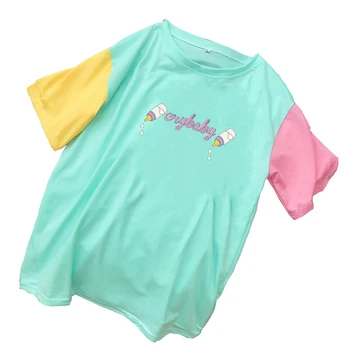 Vasaras Jaunā Sieviešu T Krekls Gadījuma Harajuku Kawaii Barošanas Pudele Apdrukāta T-Veida Krekls Femme Mutlicolor Raibs Kokvilnas Cry Baby Topi