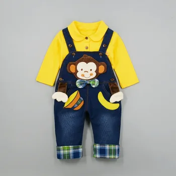 0-3T augstākās Kvalitātes Kokvilnas Zīdaiņu Bērnu Zēnu Džinsa Kombinezons Džinsi Kombinezonus Pērtiķis Dzīvnieku Bebe Drēbes Toddler Apģērbu Jumpsuit