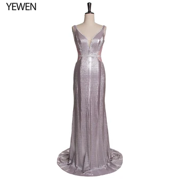 Elegants vizuļi sirēna vakara kleitas ilgi 2020 V Atpakaļ Balles Kleita formālu kleita drēbes de saviesīgs vakars