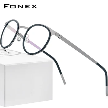 FONEX Acetāts Titāna Sakausējuma Brilles Rāmis Vīriešu, Sieviešu Kārtas Recepšu Tuvredzība, Optiskās Brilles, korejiešu Bezskrūvju Briļļu 98625