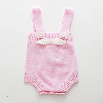 2020 Jaunu Cute Baby Kombinezonus Trikotāžas Jaundzimušā Apģērbu Ar Eņģeļa Spārnus Rudenī, Ziemā Silts Bez Piedurknēm, Veste Baby Meitenes Ķermeņa Jumpsuit