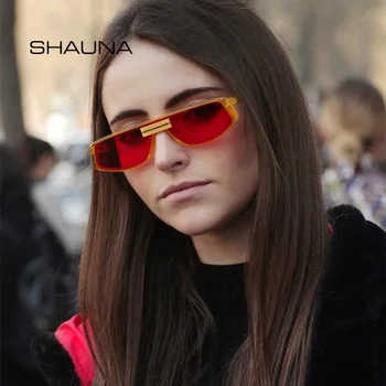 SHAUNA Modes Candy Krāsas Mazs Taisnstūris Sieviešu Saulesbrilles Ins Populārs Vīriešu Toņos UV400