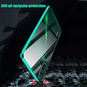 360 Magnētisko Metāla Dubultā Sānu Stikls Tālruni Gadījumā, Huawei Honor Mate 30 20 Lite P40 P30 P20 Pro 8X 9X Y9 P Smart 2019 Z Vāciņu