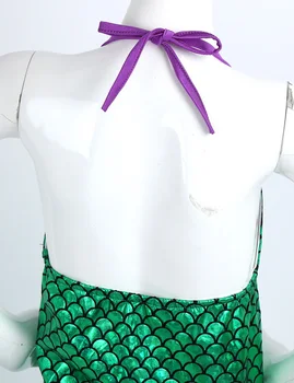 Bērniem, Meitenēm bez Piedurknēm ilgi saspringto kleita Regulējams Zaļo Zivju Zvīņas Sirēna Princese Kleita Halovīni Saģērbt Cosplay Matu Parūkas