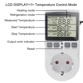 Ciparu Termostats Taimeris ES Kontaktligzdu 230V 16A Laika Temperatūras Termostats Kontrolieris -40~120 Grādu ar Sensoru