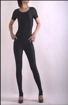 Melnās Sievietes, Meitenes Pieaugušo Fitnesa Bodysuit Spīdīgu Spandex Pilna Ķermeņa Ilgtermiņa, Gan Īstermiņa Piedurknēm Unitard Baleta Vingrošanas Leotard