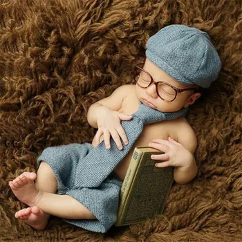 6M Baby Boy Bikses, Cepure, Kopa ar Kaklasaiti Maz Kungi Klp Casquette Puika Tērpus Foto Fotografēšanas Bērnu Foto Aksesuāri