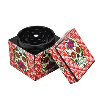 4 Slāņi Cube Vaniļas Tabaka, Dzirnavu Smēķēšanas Dzirnaviņas Herb Spice Metāla Smalcinātājs ar Indijas Skaistumkopšanas Galvaskausa Modelis