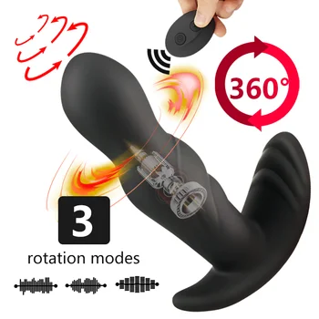 3 Ātrumu Rotējošu +10 Ātrumu Vibrācijas Vīriešu Prostatas Masāža Tālvadības controll Anālās seksa Rotaļlietas Anālais Plug G-Spot Veicinātu Geju