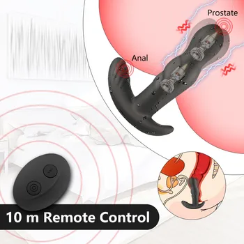 3 Ātrumu Rotējošu +10 Ātrumu Vibrācijas Vīriešu Prostatas Masāža Tālvadības controll Anālās seksa Rotaļlietas Anālais Plug G-Spot Veicinātu Geju