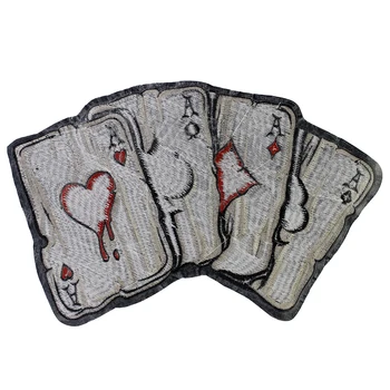 Izšūšana Emblēmu Card Poker Ir Ielāpi Dzelzs par Punk Velosipēds Stila Aplikācijas Apdare DIY Kuģiem
