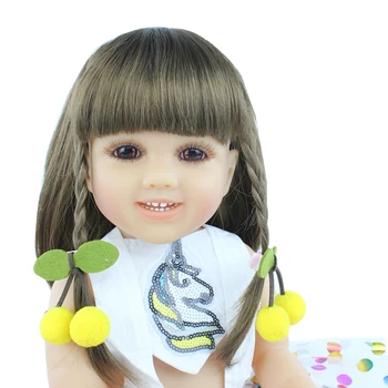 55 cm BZDOLL Pilna Silikona Ķermeņa Atdzimis Bērnu Meitene Lelle, Rotaļlieta, Bērnu Saģērbt Gari Mati Princese Bērnu Boneca Kazlēnu Dzimšanas dienas Dāvana