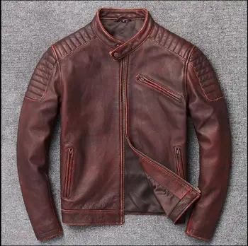 Bezmaksas piegāde,jauns pātagot apģērbs,cilvēks ir īstas ādas Jakas,modes vintage mehānisko biker jaka.foršs silts mētelis