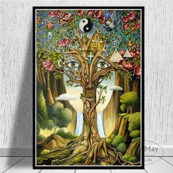 Psychedelic Trippy Koku Dzīves Mākslas Plakāti Un Izdrukas Audekls Gleznošanai Attēlus Uz Sienas Anotācija Dekoratīvās Mājas Dekoru Quadro