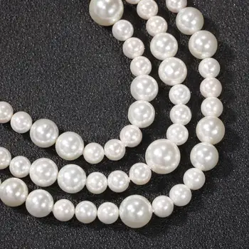 BLING KARALIS Modes Trīs Lielums White Shell Pearl Samaisa Ķēdes Vintage Kaklarota 6mm Platums Sieviešu Rotaslietas