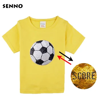 Vasaras futbola vārtus ieslēdzamas sequin top baby meitenes tee krekls zēniem spīguļi, T kreklu, bērns burvju krāsas topi 2-12 g