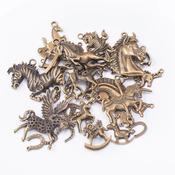 100g karstā pārdošanas metāla Dzīvnieku zirgu sajauc kulons antīkas bronzas aproce, kaklarota, roku darbs rotaslietas ražošanu, vairumtirdzniecība