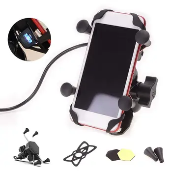 Universālo Motociklu Mobilo Telefonu Mount Turētājs Ūdensizturīgs Ar USB Lādētāju, 360 Grādu Rotācijas GPS LTV Motorollera, Mopēda Cruiser