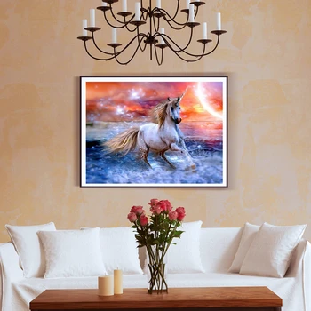 AZQSD Krāsas Ar Numuru Kanvas Glezna Komplekti Dzīvnieku DIY Unframe Mājas Apdares Krāsošana Ar Numuriem Zirgu Handpainted Dāvanu