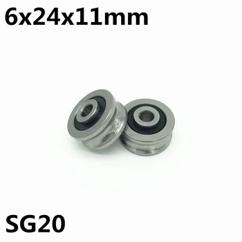 10pcs SG20 U groove paturot 6x24x11 mm dubulta rinda, kas noslēgtos ar lodīšu gultņiem, par 8mm, lineārie guide dzelzceļa SG8RS Augstas kvalitātes