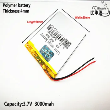 Litru enerģijas akumulators, Labas Qulity 3,7 V,3000mAH 406080 Polimēra litija jonu / Litija jonu akumulators tablet pc BANKA,GPS,mp3,mp4