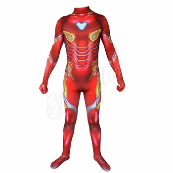 Dzelzs Vīrs Kostīmu Vīriešu Pieaugušo Supervaronis Jumpsuit Puse Drēbes Halloween Kostīmi Bērniem
