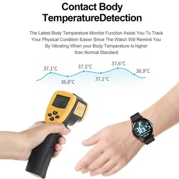 T88 310mAh Smart Aproce Ķermeņa Temperatūras kontroles Aplis Ekrāna Sirdsdarbības Ātrums, asinsspiediens Sporta Darbojas Ūdensizturīgs Skatīties