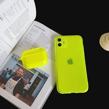 Ir 2021. Austiņas Gadījumos Apple Airpods 3 Gadījumā, Luminiscences Zaļa, Oranža Roze Sarkanā Austiņas Bluetooth Bezvadu Austiņas Uz Lietu