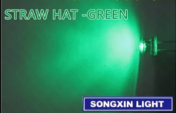 500pcs 5mm Skaidrs, Objektīvs Zaļā LED Diode Gaismas 5 mm Salmu Cepure Ultra Spilgti Platleņķa LED Gaismas Diožu Lukturi Ar Caurumu