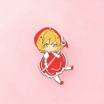 Cardcaptor Sakura Cieto Emaljas Pin Kawaii Anime Pastelis Burvju Meitene Medaļu Broša Kartes Sagūstītāja Rotaslietas Faniem Dāvanu