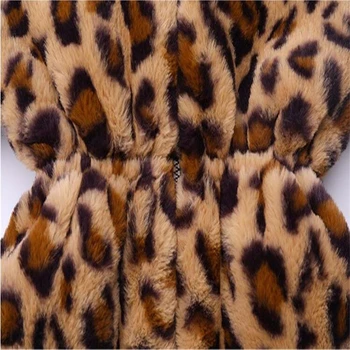 LILIGIRL Meitenes Kažokādas Jaka Leopard Baby Bērnu Kokvilnas Outwear Mētelis 2019 Jaunā Princese Ilgi-Jakas Bērniem Ziemas Drēbes