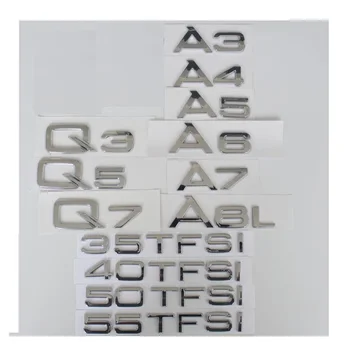 Chrome Aizmugures Bagāžnieka Vēstules Žetona Emblēma Emblēmas Nozīmītes Audi A3 A4 A5 A6 A7 A8 A4L A6L A8L Q3 Q5 Q7 35 40 45 50 55 TFSI