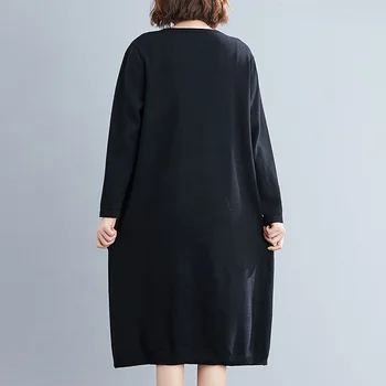 Long sleeve plus lieluma adītas vintage sieviešu cēloņu zaudēt midi rudens ziemas džemperis kleitu elegants apģērbs ir 2021. dāmas kleitas