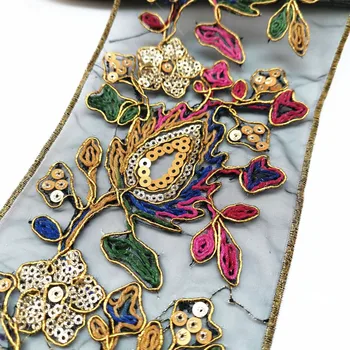 3Meters10.2cm Retro Zelta Vizuļi Mežģīnes Apdares Pinumu Embroideried Mežģīnes, Lentes, Audumi Deju Kleitu Soma DIY Šūšanas Piederumi