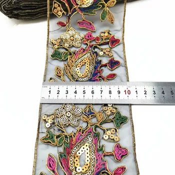 3Meters10.2cm Retro Zelta Vizuļi Mežģīnes Apdares Pinumu Embroideried Mežģīnes, Lentes, Audumi Deju Kleitu Soma DIY Šūšanas Piederumi