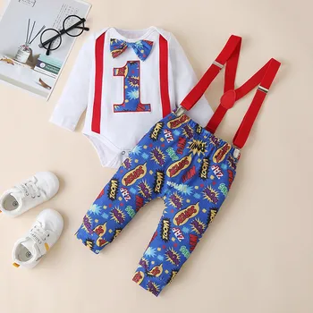3-18 Mēnešus Zēns uzvalks jaundzimušais meitene boy cartoon tauriņu zeķturi bikses dzimšanas dienas tērpu divdaļīga apģērbs детская одежда