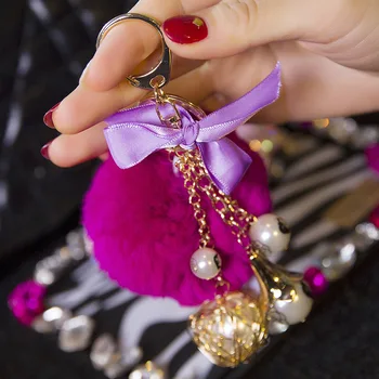 Jauno Radošo Rex Trušu Matu Rotājumu Atslēgu Gredzens Sievietēm, Atslēgu piekariņi Modes Pērle Keychain Sieviešu Modes Soma Kulons