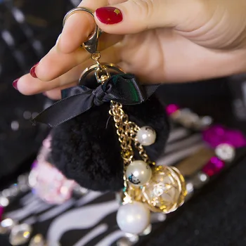 Jauno Radošo Rex Trušu Matu Rotājumu Atslēgu Gredzens Sievietēm, Atslēgu piekariņi Modes Pērle Keychain Sieviešu Modes Soma Kulons