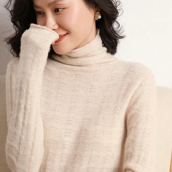 2020. gadam, sievietēm, kas augstu uzrullētu apkakli pulovers tīrtoņa krāsu trikotāžas džemperis slim ilgtermiņa piedurknēm džemperis ziemas sieviešu pamata kašmira džemperis
