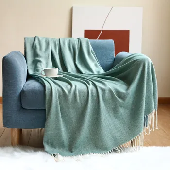 Tekstila Pilsētas Ziemeļu Stila Mājas Sofa Cover Melnīgsnēji Zaļo Ģeometriskā Kašmira-kā Comfy Pušķis Sega Gultas Loksnes 127x200cm