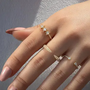 2019 jaunu ieradās rūpnīcas vairumtirdzniecības vienkāršs klasisks rotaslietas sievietes pirkstu glītu cz zvaigžņu gredzens