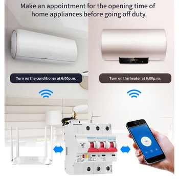3P WiFi Smart jaudas Slēdzis Automātiska Pārslēgšanās pārslodzes, īssavienojuma aizsardzība, Alexa un Google home Smart home