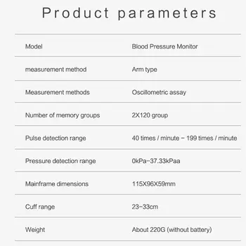 Augšdelma asinsspiediena Monitors Arteriālo Medicīnas BP Mašīna Digitālais Aproces Kamertonis Sphygmomanometer Automātiskā Pulsa Mērītājs