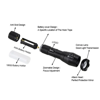 A100 Zaļā Medību kabatas Lukturītis Profesionālā Taktiskā LED Lukturīti, USB Uzlādējams Ūdensizturīgs Lāpu Scout Gaismu 18650