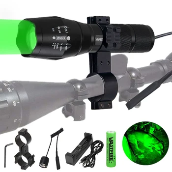 A100 Zaļā Medību kabatas Lukturītis Profesionālā Taktiskā LED Lukturīti, USB Uzlādējams Ūdensizturīgs Lāpu Scout Gaismu 18650