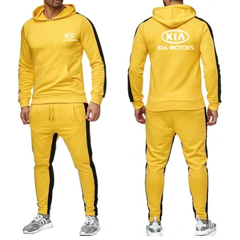 Pavasara Rudens Hoodies Mens KIA Motors Auto Logo Drukāt sporta Krekls Modes Kokvilnas pulovers Gadījuma harajuku Hoodies+Bikses uzvalki