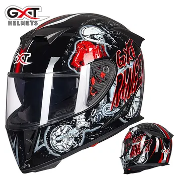 Patiesu GXT pilnu sejas aizsargķiveres, ziemā silts dubultā sejsegu motocikla ķivere Kasko Motociklu capacete
