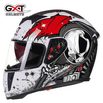 Patiesu GXT pilnu sejas aizsargķiveres, ziemā silts dubultā sejsegu motocikla ķivere Kasko Motociklu capacete